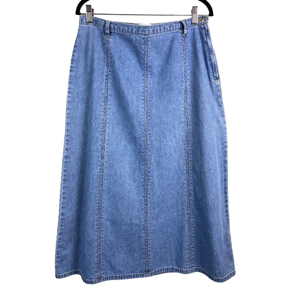 Christopher and Banks Denim Maxi Skirt Boho Western Blue Womens Sz 10